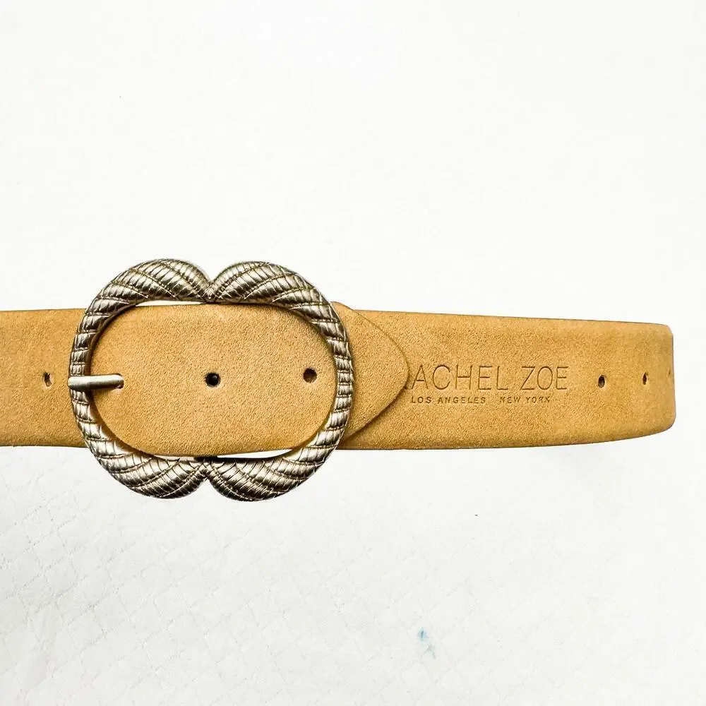 Rachel Zoe Cream Suede Leather Belt Silver Buckle Size M NWT
